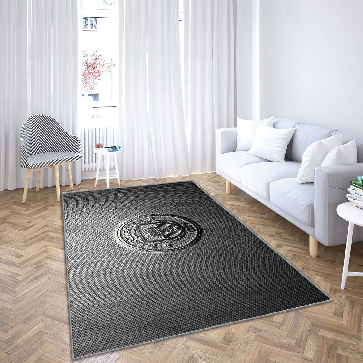 Manchester City Fc Tapis Sol - Tapis De Salon, Steel Grey Metal Tapis Art, Tapis pour la décoration de la maison
