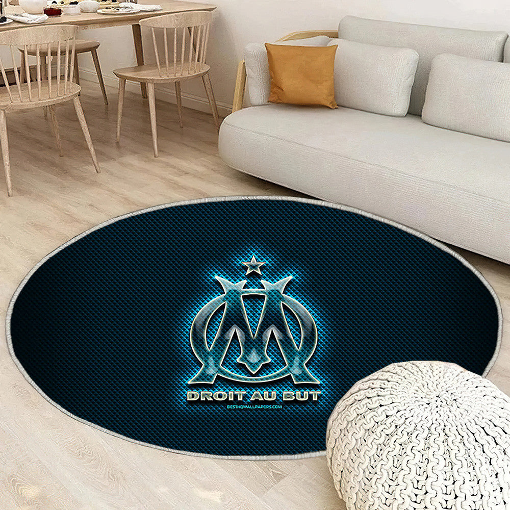 Olympique Marseille Fc Tapis Sol - Tapis De Salon, Blue Rhombic Ligue 1 Soccer Tapis Art, Tapis pour la décoration de la maison