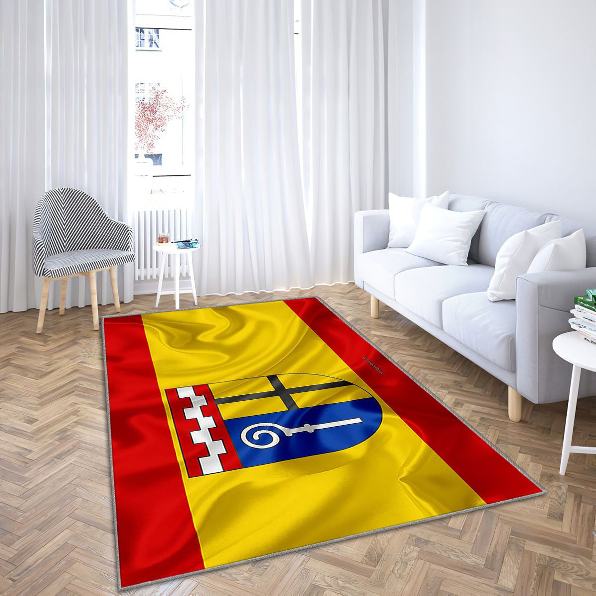 Drapeau de Mönchengladbach Tapis Sol - Tapis De Salon, ville allemande de Mönchengladbach Allemagne Tapis Art, Tapis pour la décoration de la maison