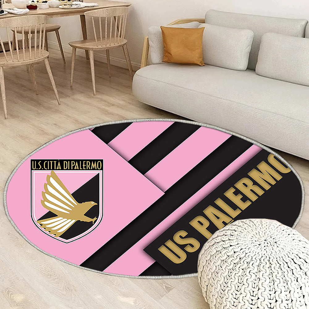 Us Palerme Tapis Sol - Tapis De Salon, Club de Football Ionitalien Rose Noir Tapis Art, Tapis pour la décoration de la maison