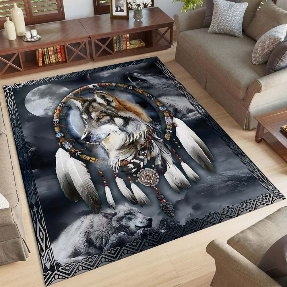 Native American wolf carpet