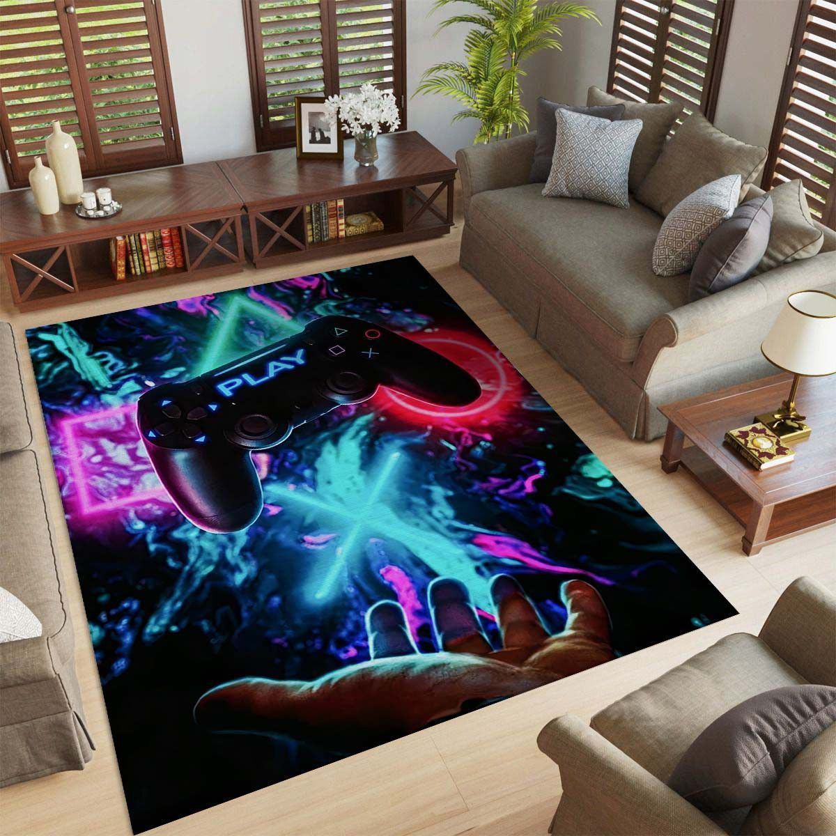 Gaming neon game room carpet