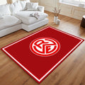 Red and white dining carpet