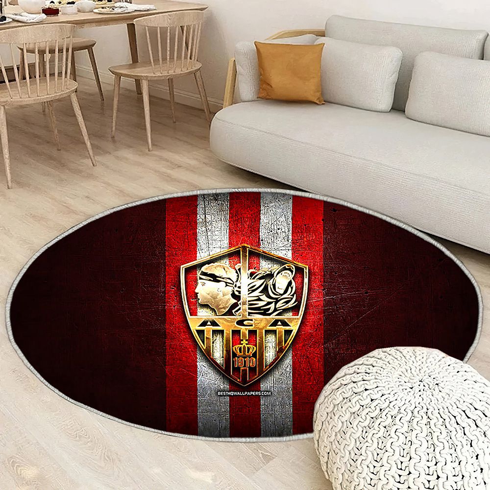 Ajaccio Fc Tapis Sol - Tapis De Salon, Ligue 2 Red Metal Football Tapis Art, Tapis pour la décoration de la maison