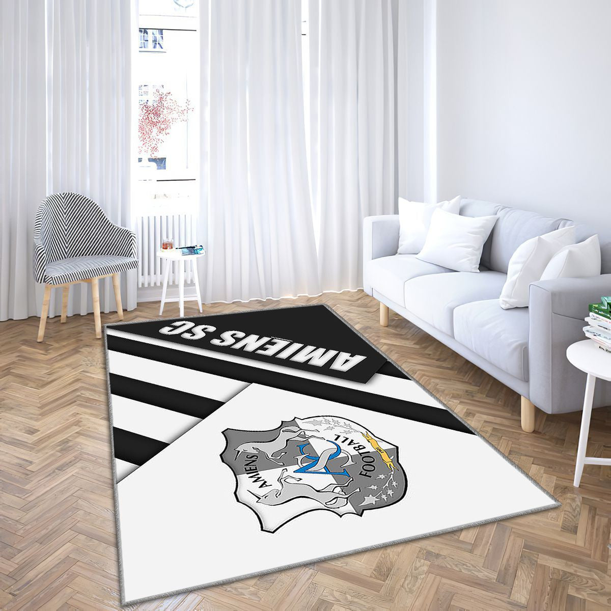 Amiens Sc Tapis Sol - Tapis De Salon, Football français Tapis Art, Tapis pour la décoration de la maison