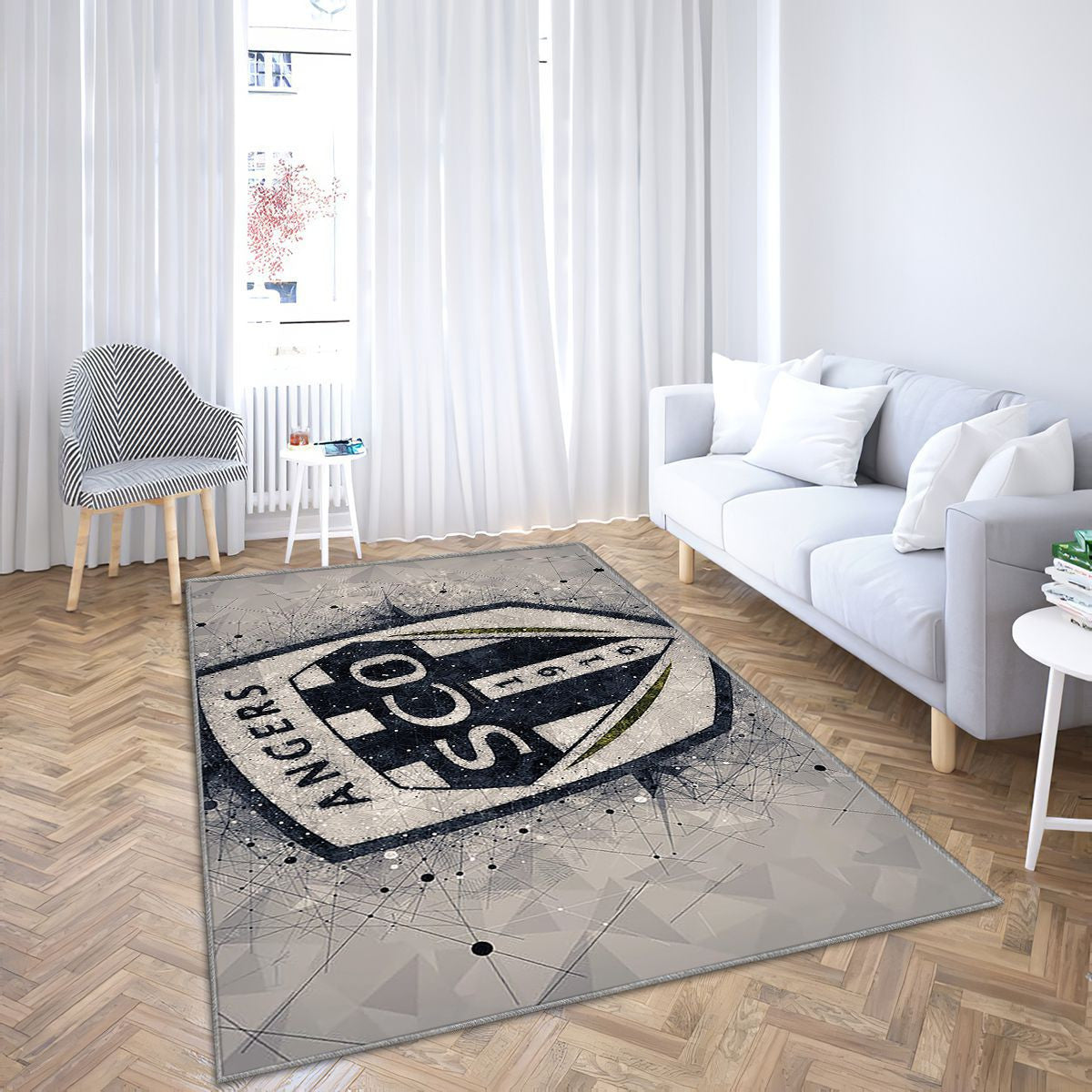 Angers Sco Art Géométrique Tapis Sol - Tapis De Salon, Fond Gris Angers Tapis Art, Tapis pour la décoration de la maison