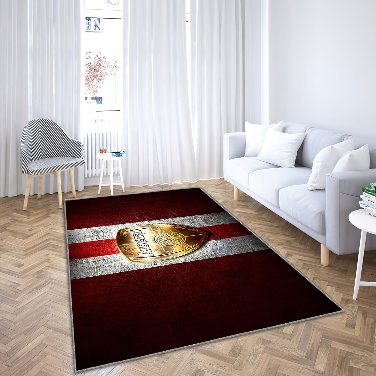 Arsenal Fc Tapis Sol - Tapis De Salon, Premier League Red Metal Football Tapis Art, Tapis pour la décoration de la maison
