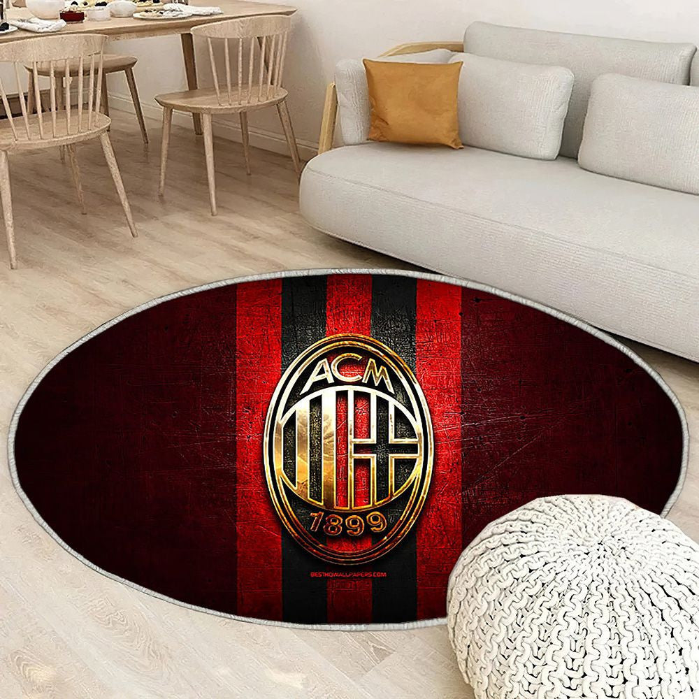 Ac Milan Tapis Sol - Tapis De Salon, Serie A Red Metal Football Tapis Art, Tapis pour la décoration de la maison