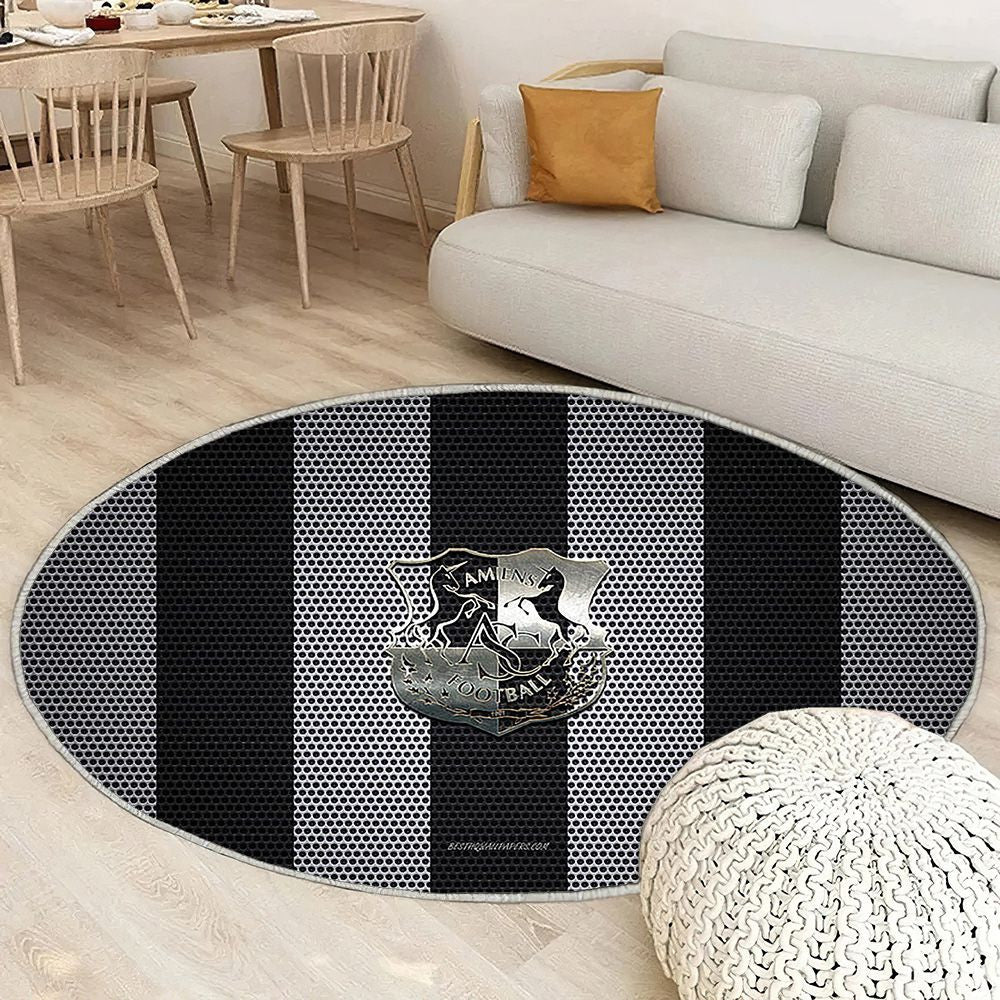 Amiens Sc Logomaille Noir Et Blanc Amiens Sc Tapis Sol - Tapis De Salon, Amiens France Tapis Art, Tapis pour la décoration de la maison