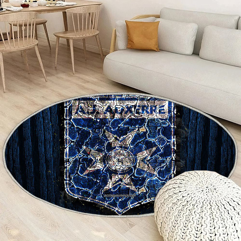 Aj Auxerre Tapis Sol - Tapis De Salon, Football Français en Bois Bleu Ligue 2 Tapis Art, Tapis pour la décoration de la maison