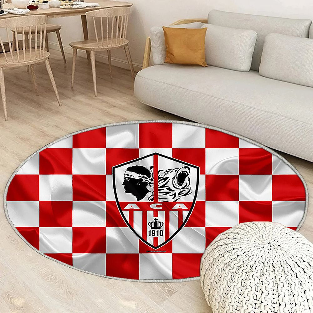 Logo Ac Ajaccio Tapis Sol - Tapis De Salon, Drapeau Rouge Et Blanc Football Françaisajaccio Tapis Art, Tapis pour la décoration de la maison
