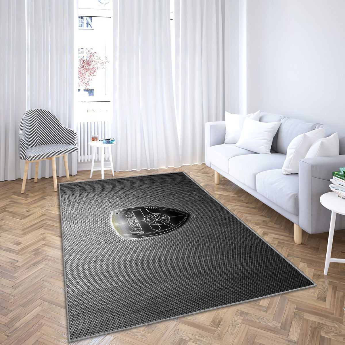 Arsenal Fc Tapis Sol - Tapis De Salon, Steel Grey Metal Tapis Art, Tapis pour la décoration de la maison
