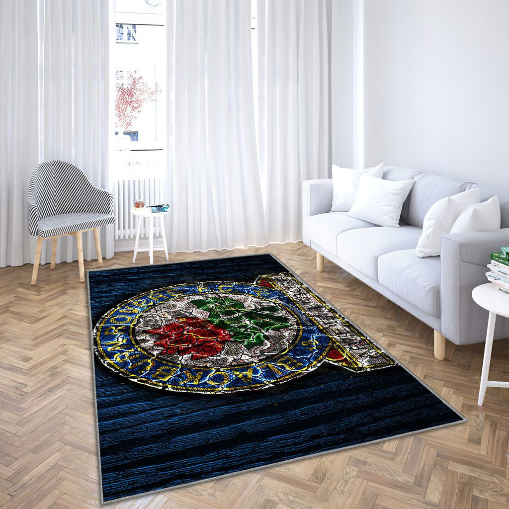 Blackburn Rovers Tapis Sol - Tapis De Salon, Championnat du Club de Football Anglais en Bois Bleu Tapis Art, Tapis pour la décoration de la maison