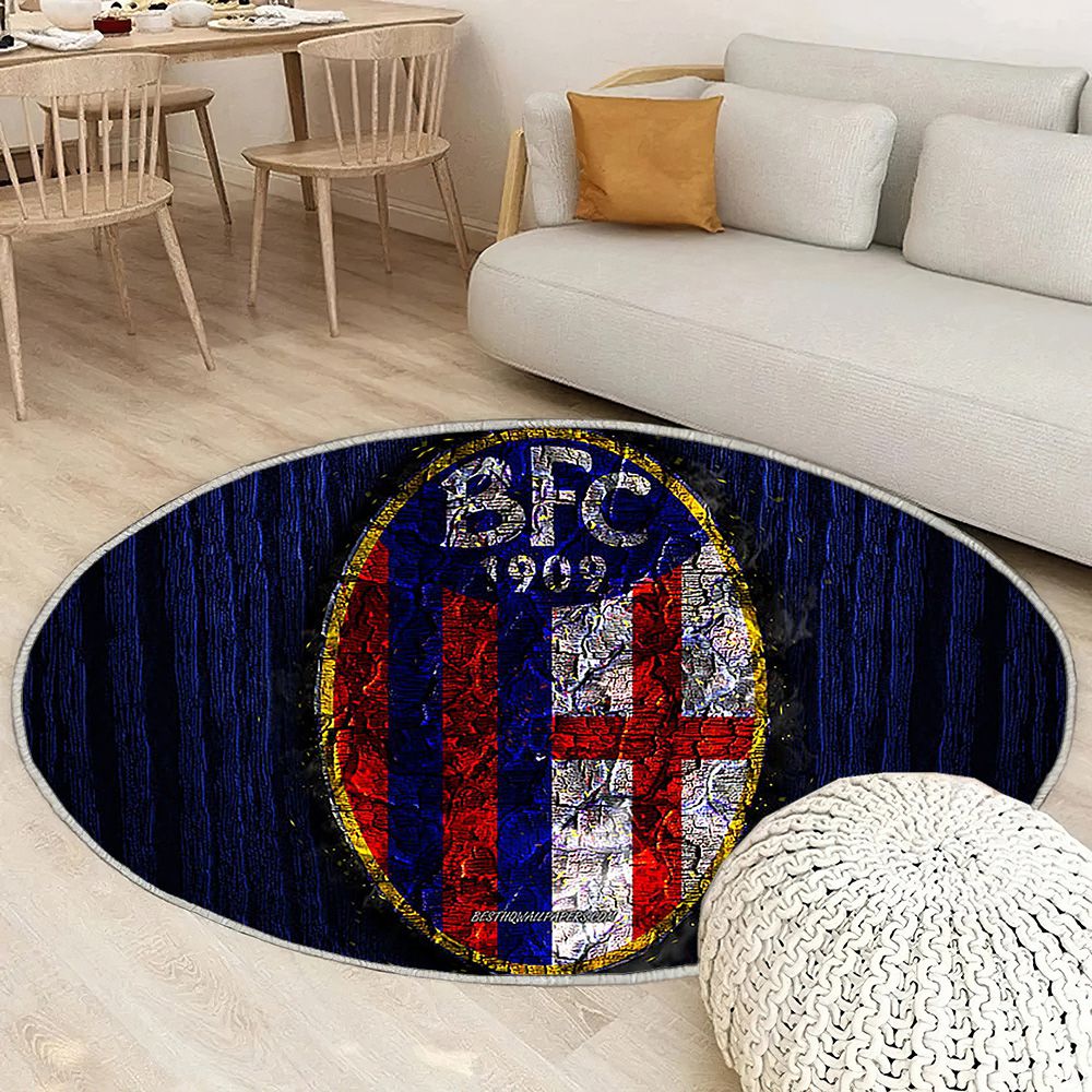 Bologne Fc Tapis Sol - Tapis De Salon, Serie A Club De Football Italien En Bois Bleu Tapis Art, Tapis pour la décoration de la maison