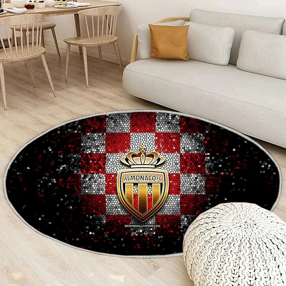 As Monaco Tapis Sol - Tapis De Salon, Ligue 1 Football Rouge Blanc Tapis Art, Tapis pour la décoration de la maison