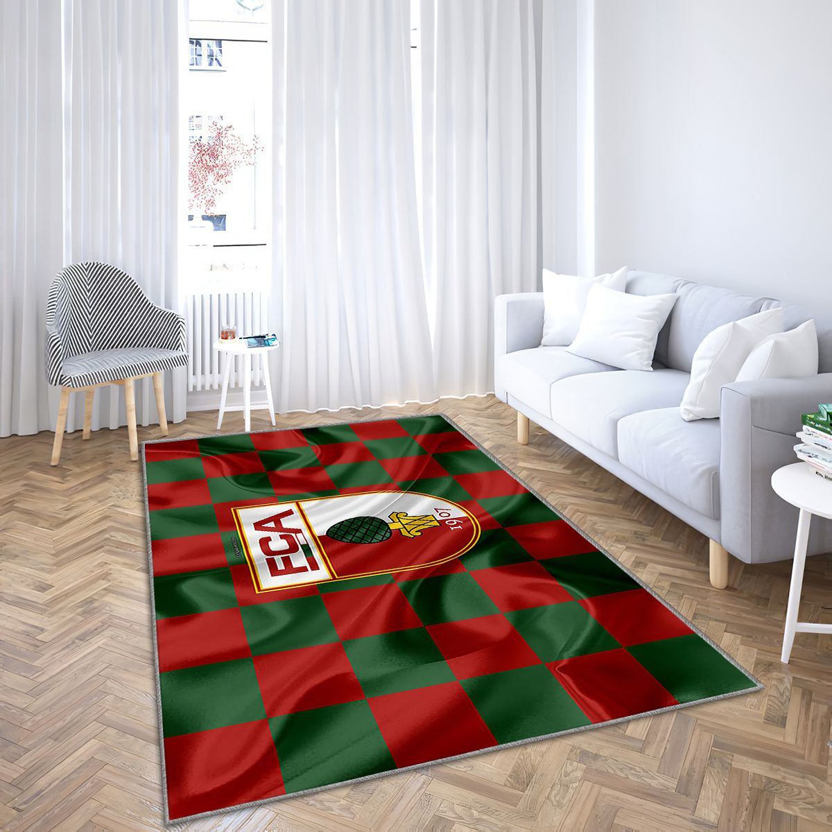 Augsbourg Fc Logo Tapis Sol - Tapis De Salon, Drapeau Rouge Vert Club De Football Allemand Bundesligaaugsburg Tapis Art, Tapis pour la décoration de la maison