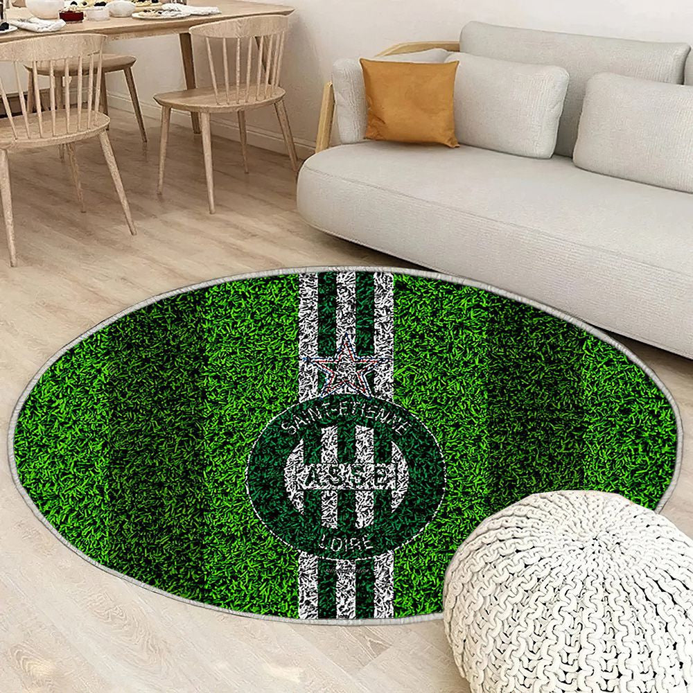 As Saint-Etienne Fc Football Lawn Tapis Sol - Tapis De Salon, Football Français Tapis Art, Tapis pour la décoration de la maison