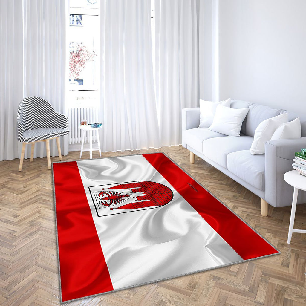 Drapeau de Cottbus Tapis Sol - Tapis De Salon, ville allemande Cottbus Allemagne Tapis Art, Tapis pour la décoration de la maison
