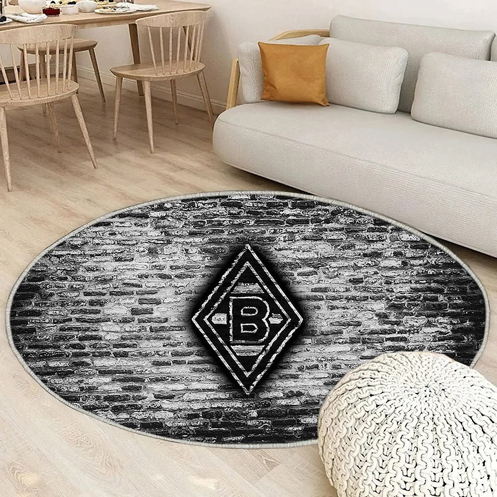 Borussia Monchengladbach Fc Tapis Sol - Tapis De Salon, Mur De Briques Blanches Bundesliga Club De Football Allemand Tapis Art, Tapis pour la décoration de la maison