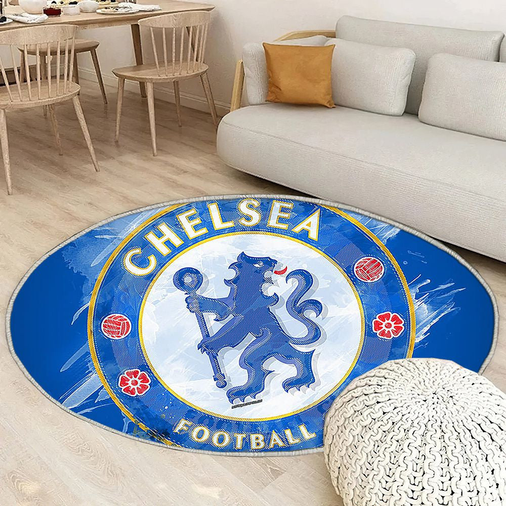 Chelsea Fc Paint ArtEnglish Football Team Premier League Tapis Sol - Tapis De Salon, fond bleu Tapis Art, Tapis pour la décoration de la maison