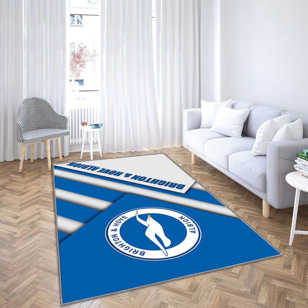 Brighton And Hove Albion Fc Tapis Sol - Tapis De Salon, Blue White Ion Football Brighton Hove Tapis Art, Tapis pour la décoration de la maison