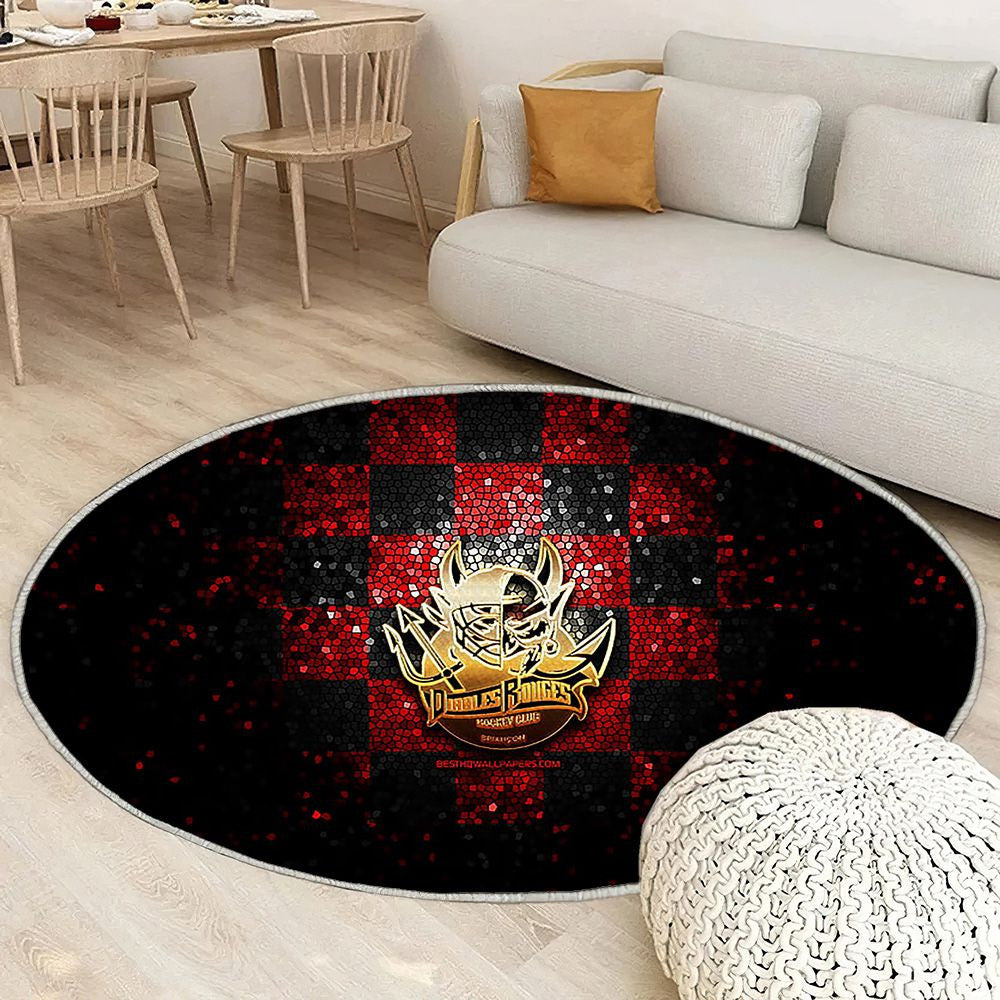 Diables Rouges de Briançon Tapis Sol - Tapis De Salon, Ligue Magnus Rouge Noir Hockey Tapis Art, Tapis pour la décoration de la maison