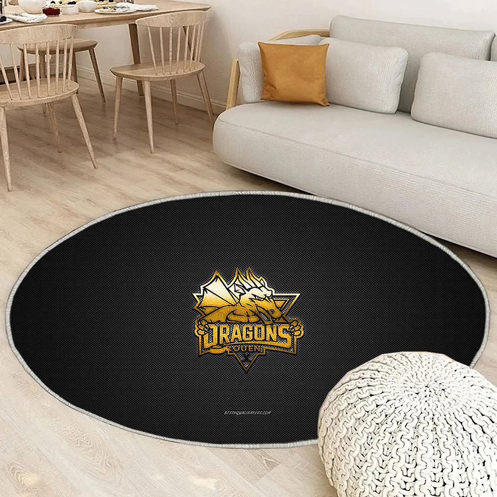 Dragons De Rouen Tapis Sol - Tapis De Salon, Goldgray Carbon Fiber Ligue Magnus Tapis Art, Tapis pour la décoration de la maison