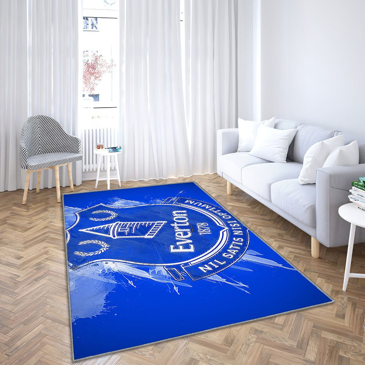 Everton Fc Paint ArtEnglish Football Team Premier League Tapis Sol - Tapis De Salon, fond bleu Tapis Art, Tapis pour la décoration de la maison