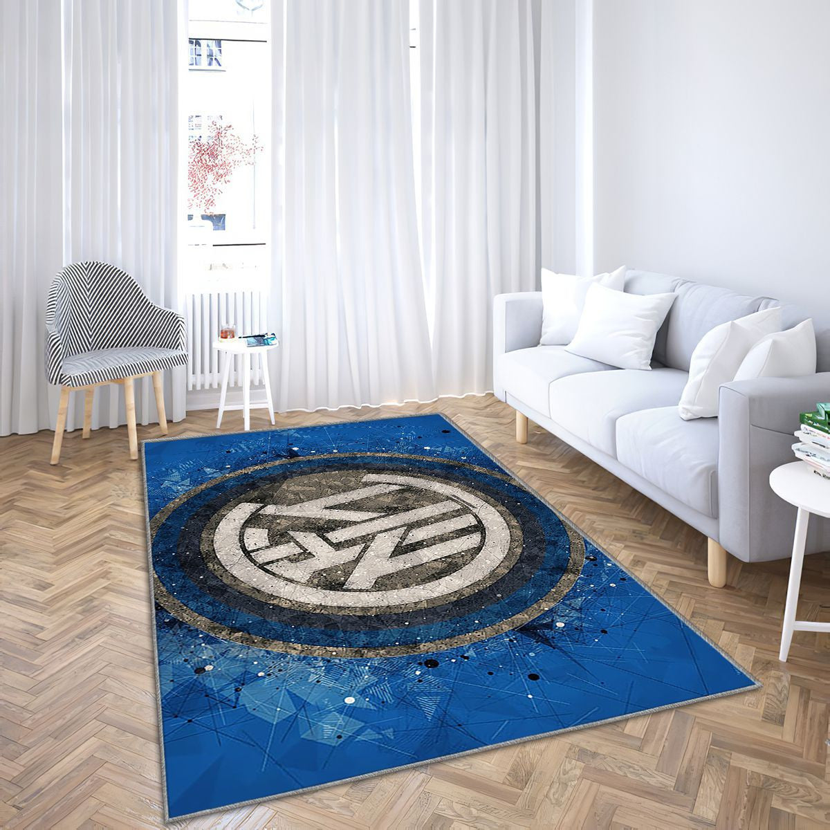 Fc Internazionale Art Géométrique Bleu Tapis Sol - Tapis De Salon, Serie A Milan Tapis Art, Tapis pour la décoration de la maison