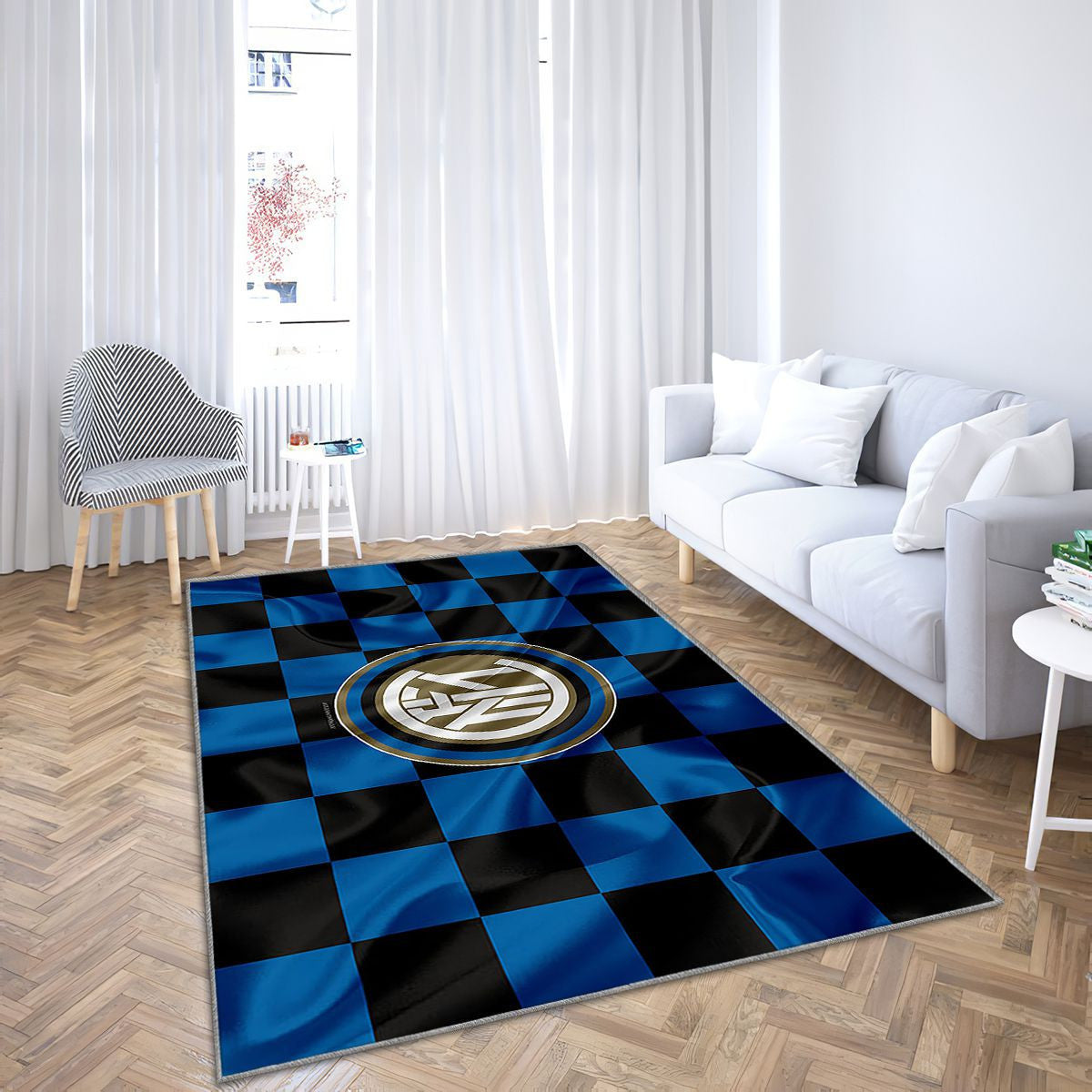 Fc Internazionaleblue Drapeau Noir Club De Football Italienmilan Tapis Sol - Tapis De Salon, Tapis Art, Tapis pour la décoration de la maison