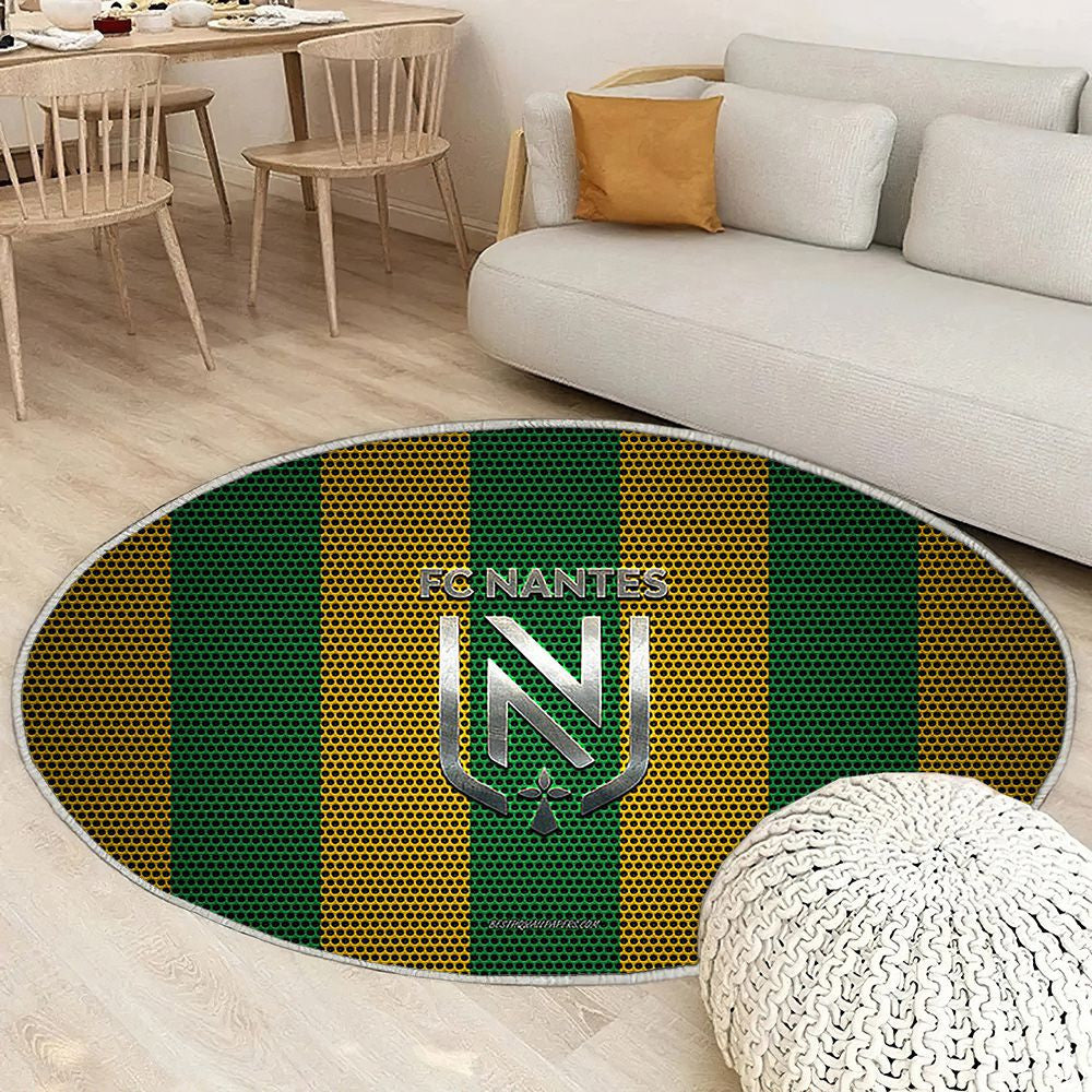 Fc Nantes Logofc Nantes New2020 Jaune Vert Blanc Mesh Tapis Sol - Tapis De Salon, Ligue 1 Nantes Tapis Art, Tapis pour la décoration de la maison