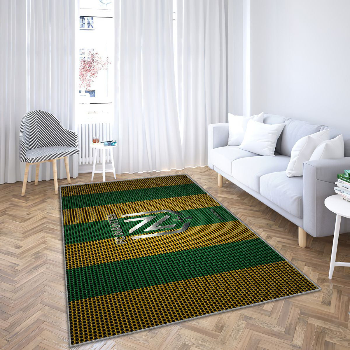 Fc Nantes Logofc Nantes New2020 Jaune Vert Blanc Mesh Tapis Sol - Tapis De Salon, Ligue 1 Nantes Tapis Art, Tapis pour la décoration de la maison