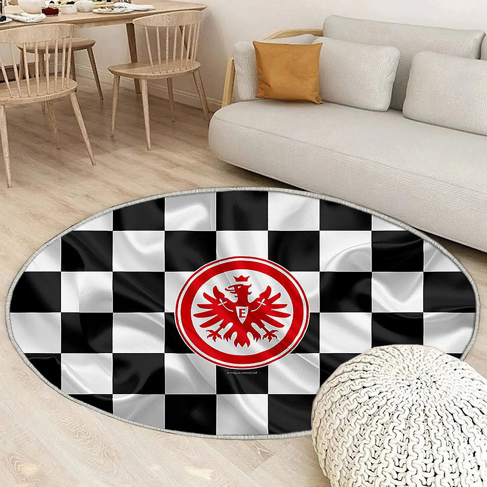 Logo de l'Eintracht Francfort Tapis Sol - Tapis De Salon, drapeau noir et blanc du club de football allemand Bundesligafrankfurt Am Main Tapis Art, Tapis pour la décoration de la maison