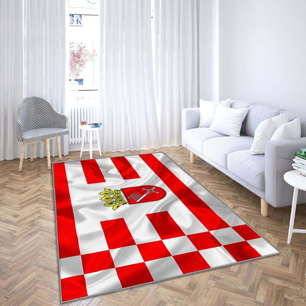 Drapeau de Brême Tapis Sol - Tapis De Salon, Allemagne Drapeau de Brême en soie Tapis Art, Tapis pour la décoration de la maison