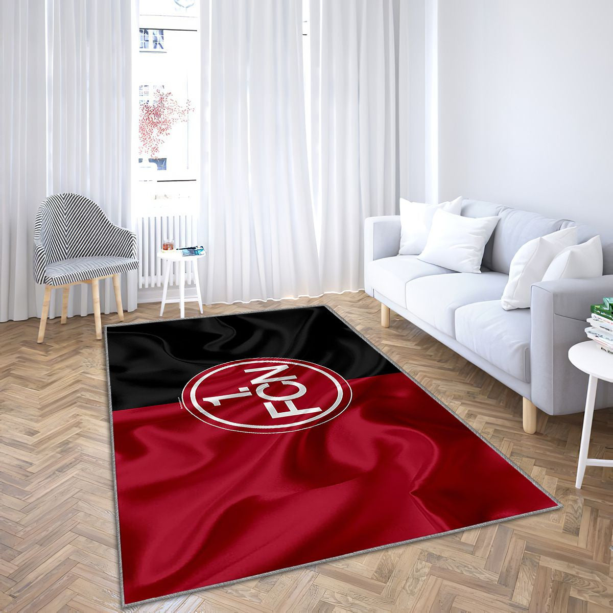 Fc Nuremberg Bourgogne Gris Soie Drapeau 2 Bundesliga Tapis Sol - Tapis De Salon, Nuremberg Allemagne Tapis Art, Tapis pour la décoration de la maison
