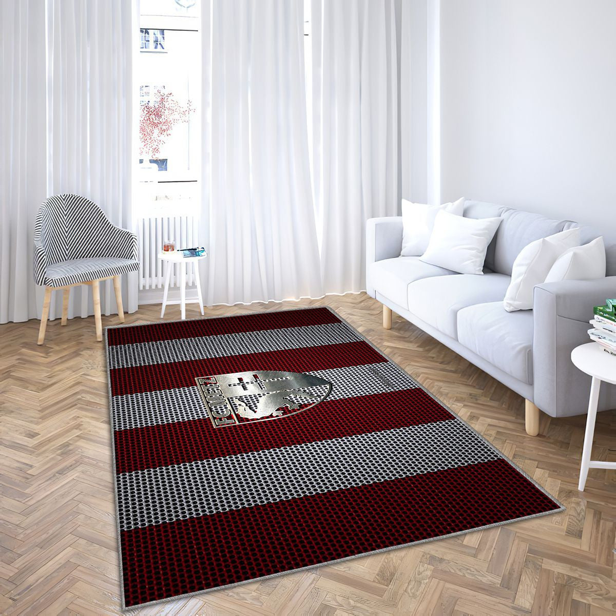 Fc Metz Logo Rouge Et Blanc Maille Blanche Fc Metz Tapis Sol - Tapis De Salon, Metz France Tapis Art, Tapis pour la décoration de la maison