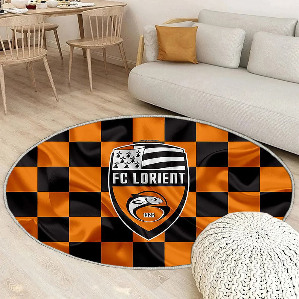 Logo Fc Lorient Tapis Sol - Tapis De Salon, Drapeau Orange Noir Footballlorient Français Tapis Art, Tapis pour la décoration de la maison