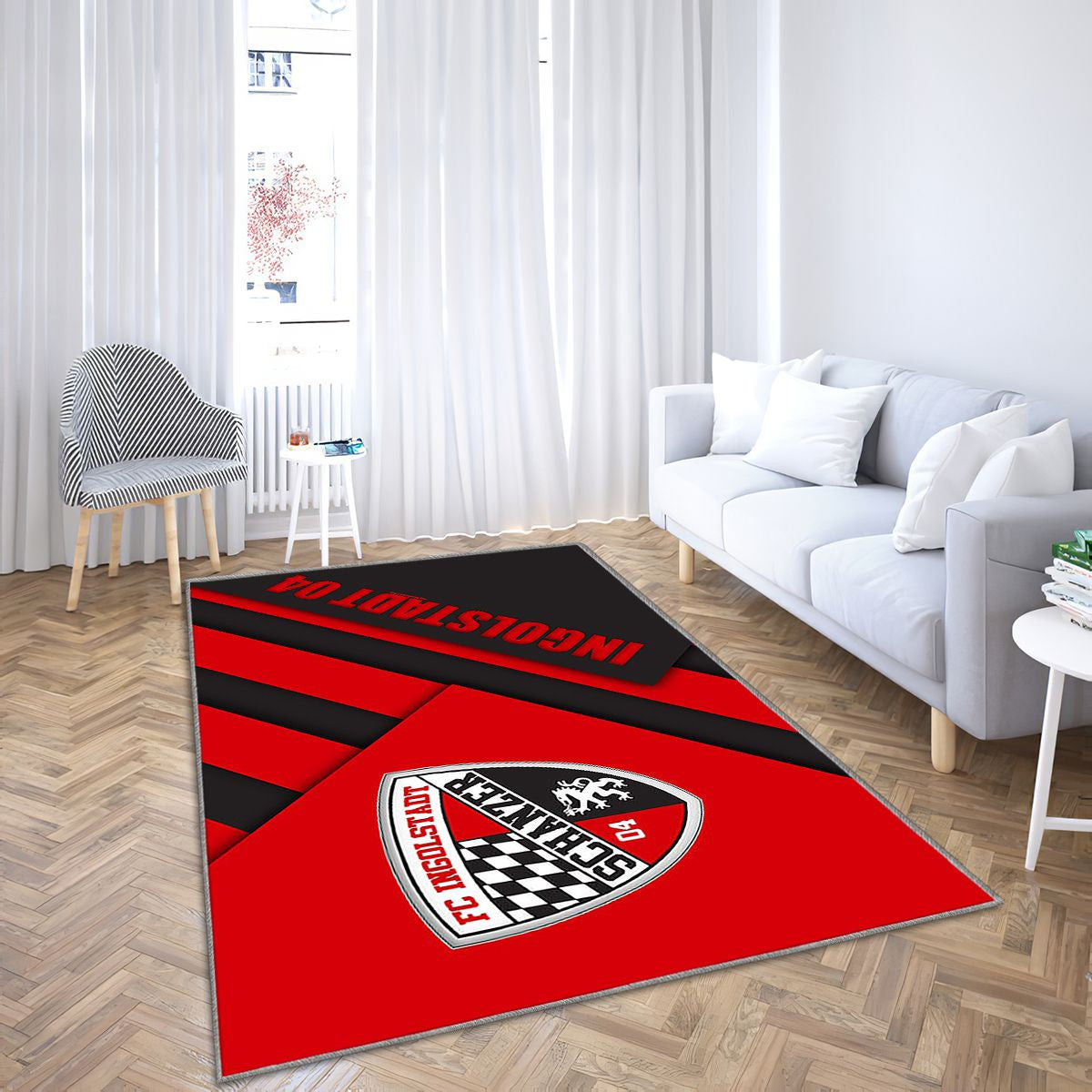 Fc Ingolstadt 04Rouge-Gris Ion Ingolstadt Tapis Sol - Tapis De Salon, Bundesliga 2 Tapis Art, Tapis pour la décoration de la maison