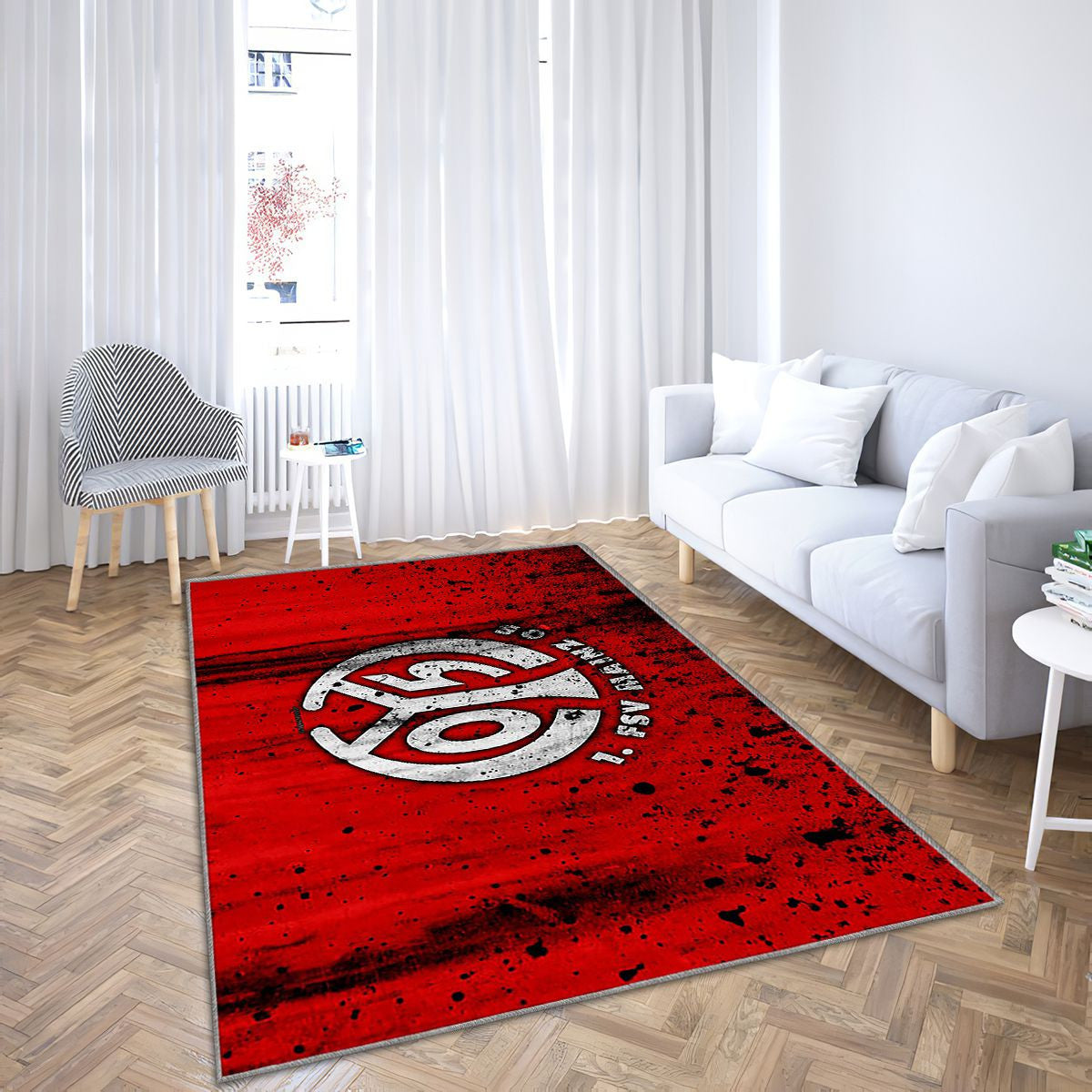 Fc Mayence 05 LogoAllemagne Mayence 05 Tapis Sol - Tapis De Salon, Football Club Mayence 05 Fc Tapis Art, Tapis pour la décoration de la maison