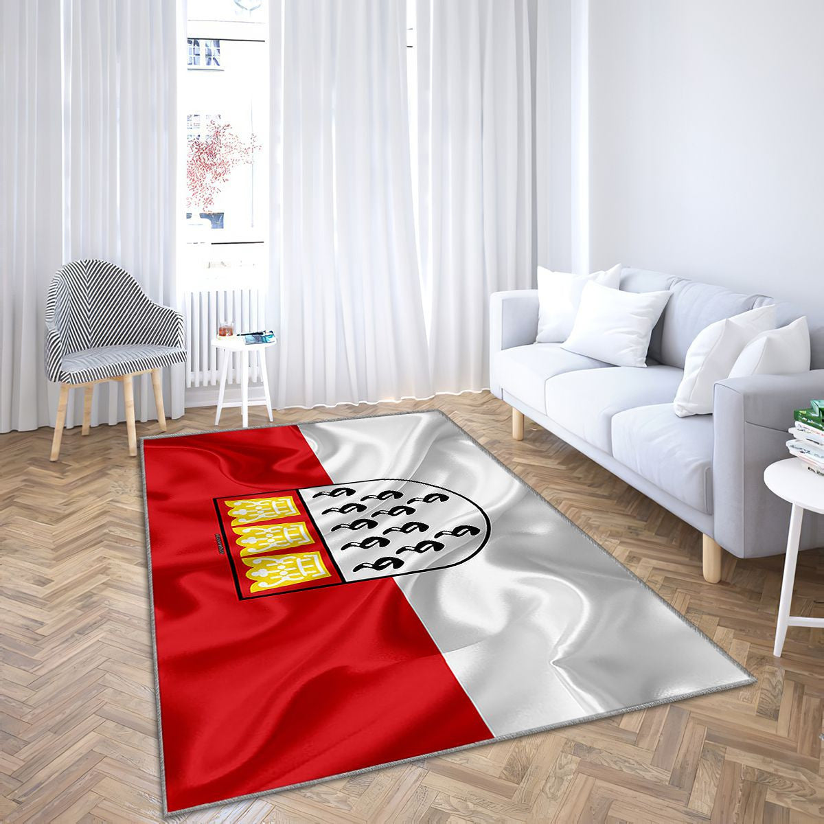 Drapeau de la ville allemande de Cologne Tapis Sol - Tapis De Salon, symboles de Rhénanie du Nord-Westphalie Tapis Art, Tapis pour la décoration de la maison