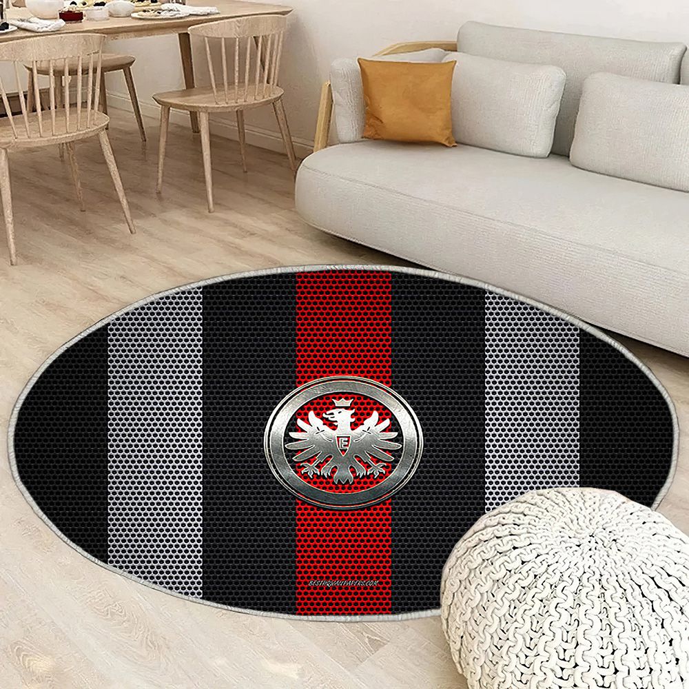 Eintracht Francfort Logonoir Et Blanc Mesh Eintracht Francfort Tapis Sol - Tapis De Salon, Francfort Allemagne Tapis Art, Tapis pour la décoration de la maison