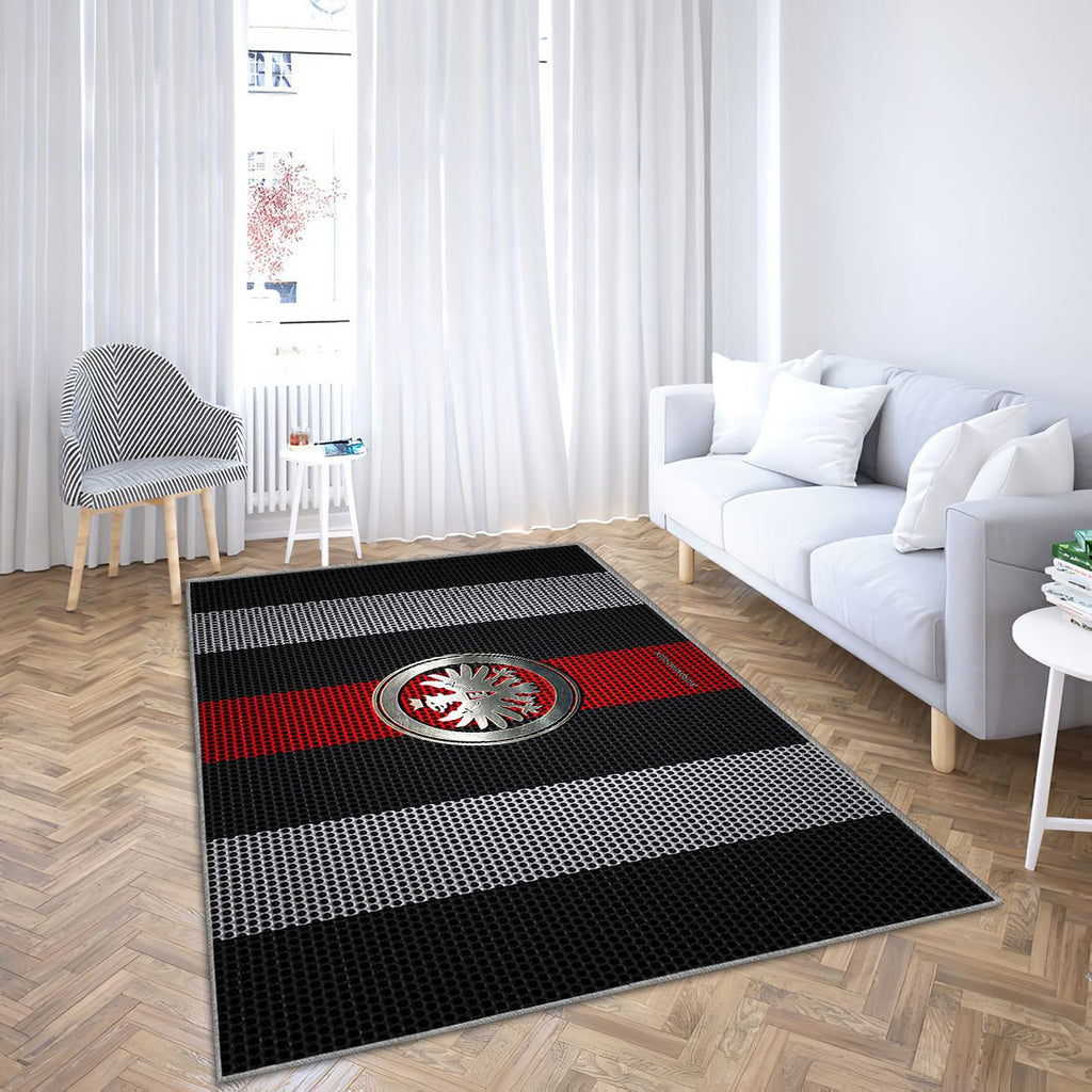 Eintracht Francfort Logonoir Et Blanc Mesh Eintracht Francfort Tapis Sol - Tapis De Salon, Francfort Allemagne Tapis Art, Tapis pour la décoration de la maison
