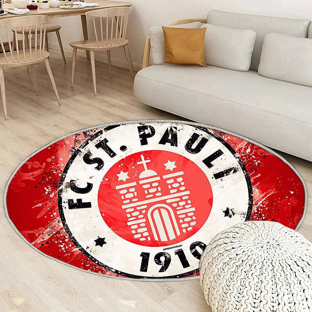 Fc St Pauli Paint Artgerman Football Team Bundesliga 2 Tapis Sol - Tapis De Salon, fond rouge Tapis Art, Tapis pour la décoration de la maison