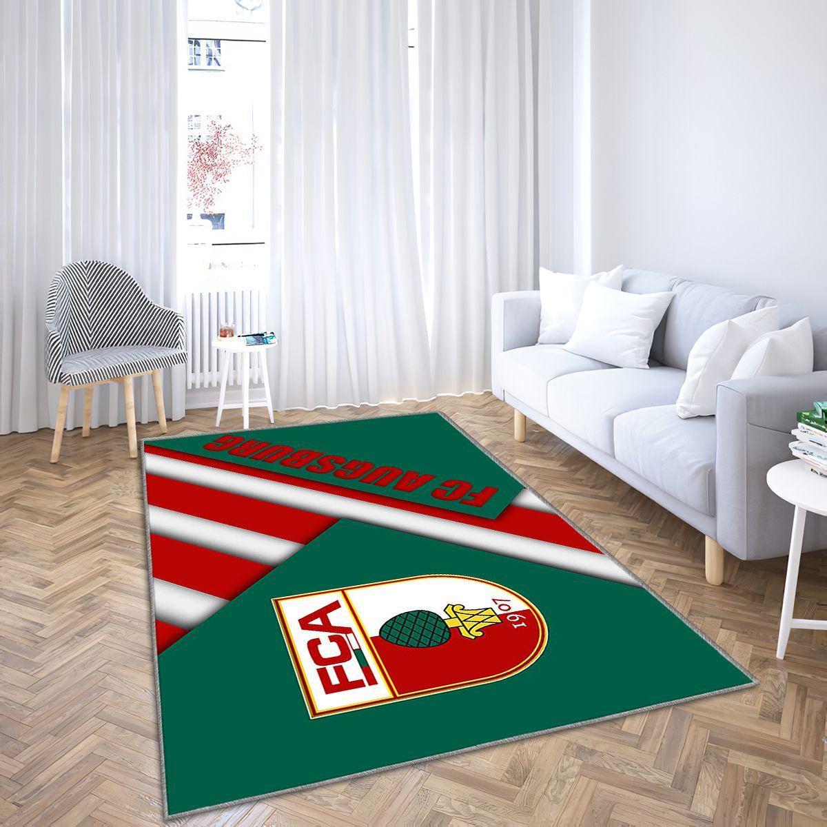 Fc Augsbourg Tapis Sol - Tapis De Salon, Club de football allemand Augsburgbundesliga Tapis Art, Tapis pour la décoration de la maison
