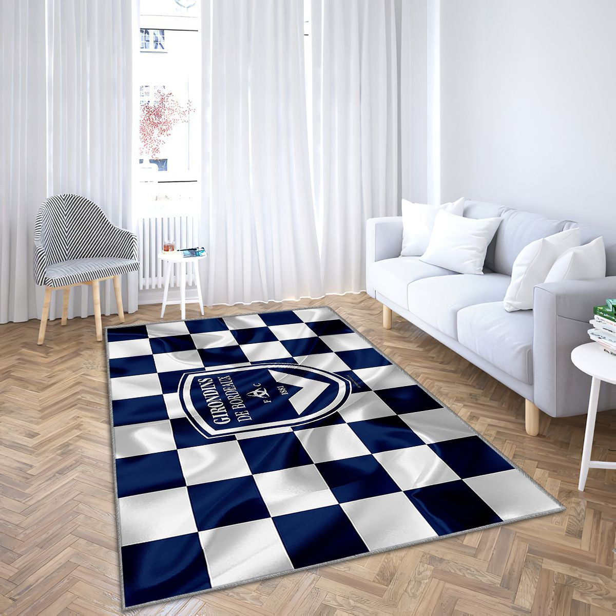 Logo Fc Girondins Bordeaux Tapis Sol - Tapis De Salon, Drapeau Bleu Blanc Football Françaisbordeaux Tapis Art, Tapis pour la décoration de la maison