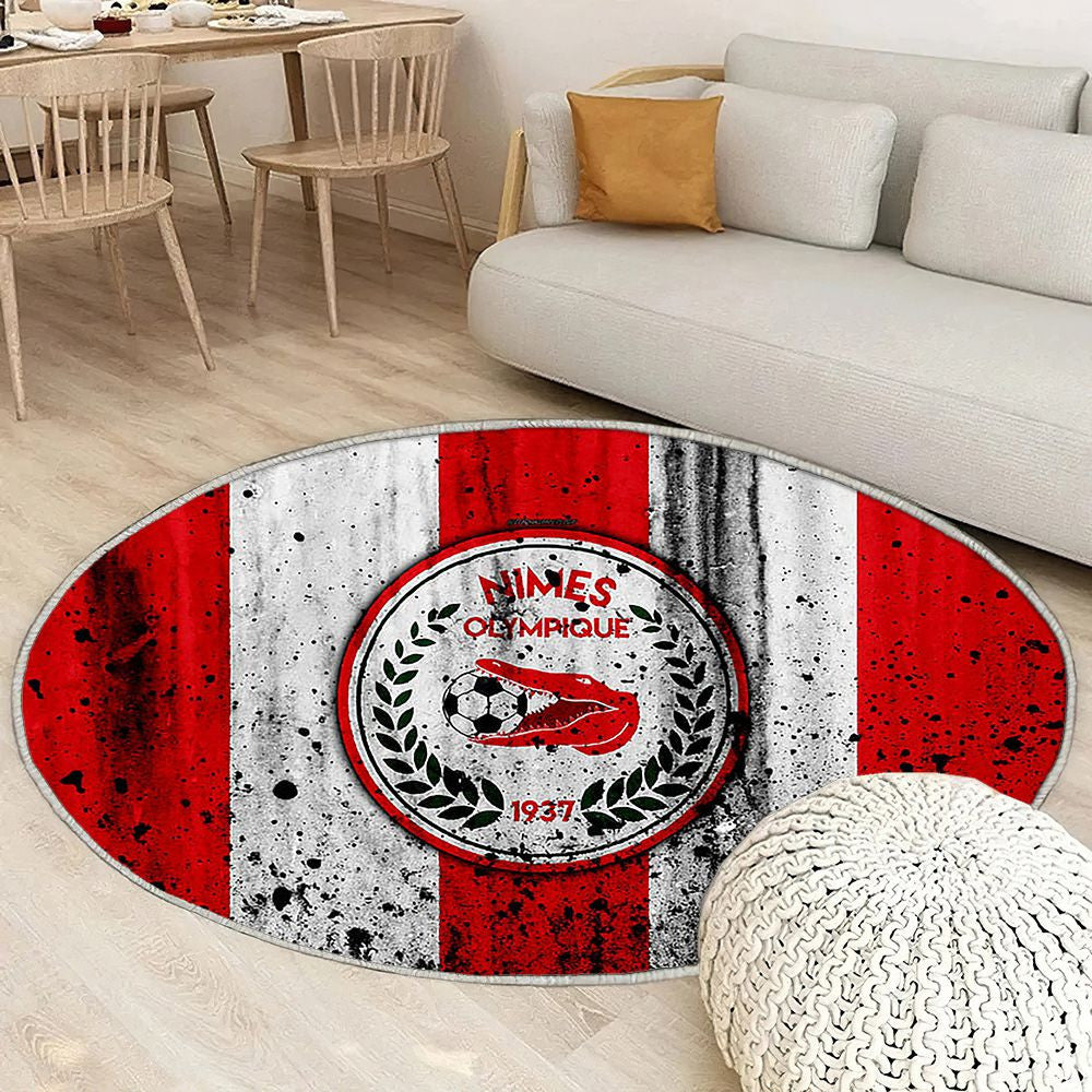 Fc Nîmes Olympique Logofrance Nîmes Olympique Tapis Sol - Tapis De Salon, Soccerclub Tapis Art, Tapis pour la décoration de la maison