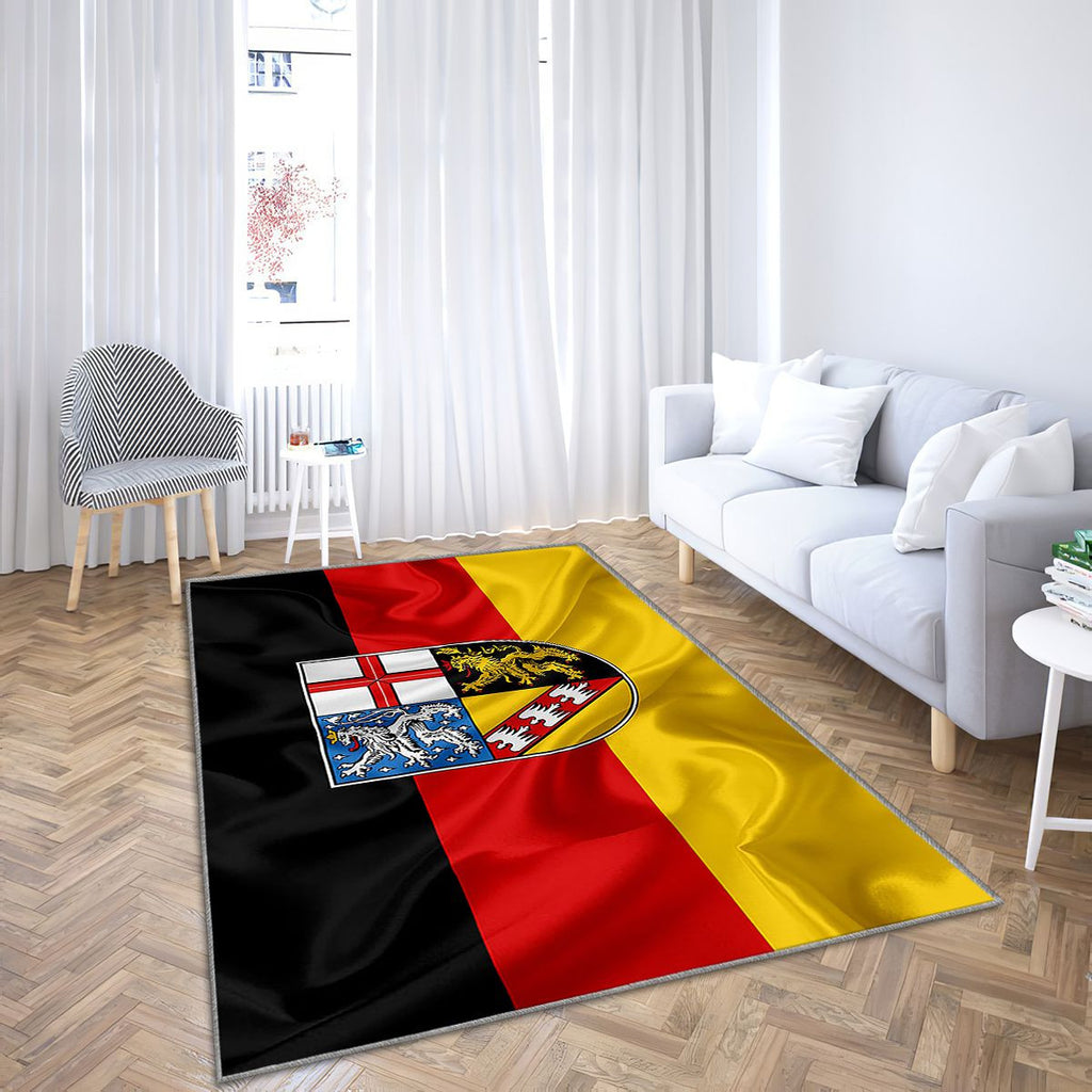 Drapeau de la Sarre Tapis Sol - Tapis De Salon, terres allemandes Sarre Allemagne Tapis Art, Tapis pour la décoration de la maison