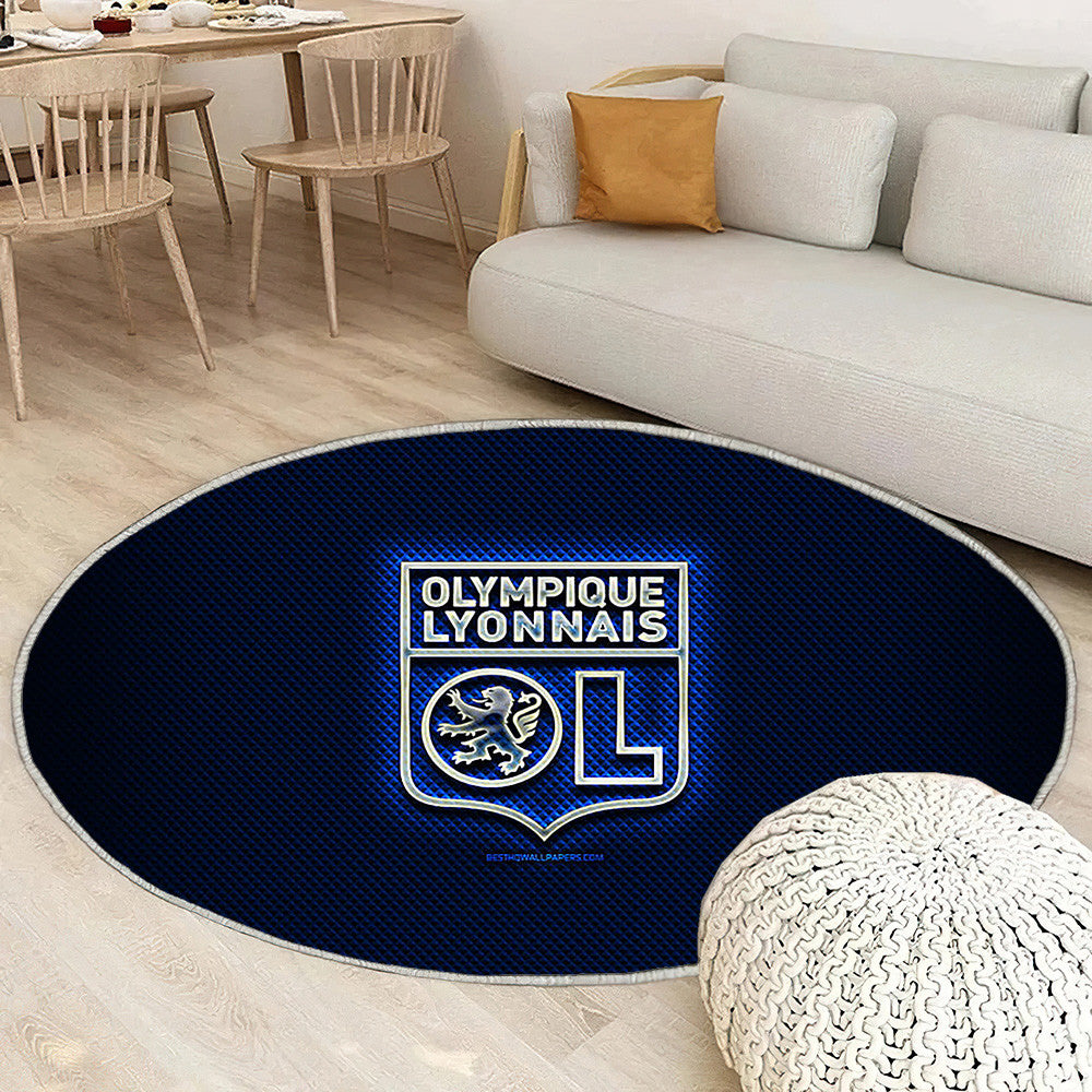 Olympique Lyonnais Fc Tapis Sol - Tapis De Salon, Blue Rhombic Ligue 1 Soccer Tapis Art, Tapis pour la décoration de la maison
