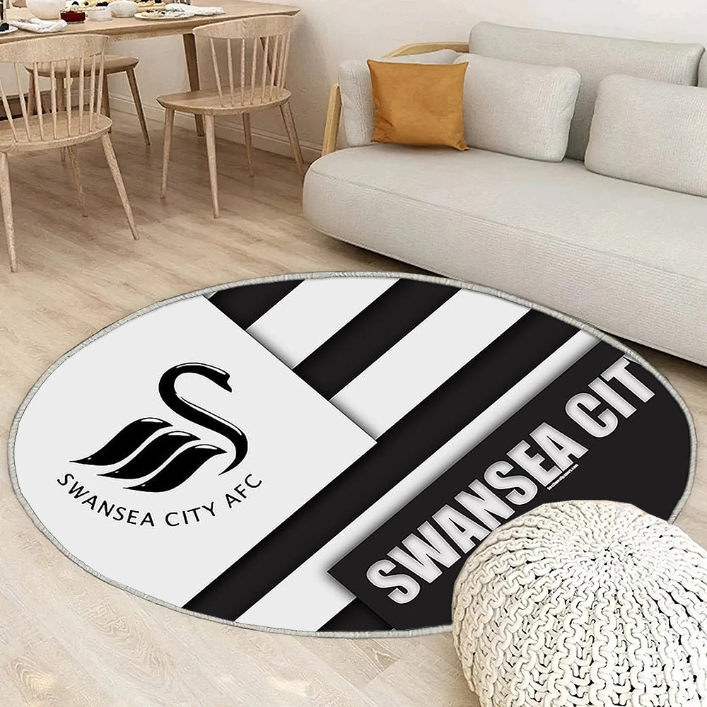 Swansea City Fc Tapis Sol - Tapis De Salon, White Black Ion Football Swansea Tapis Art, Tapis pour la décoration de la maison