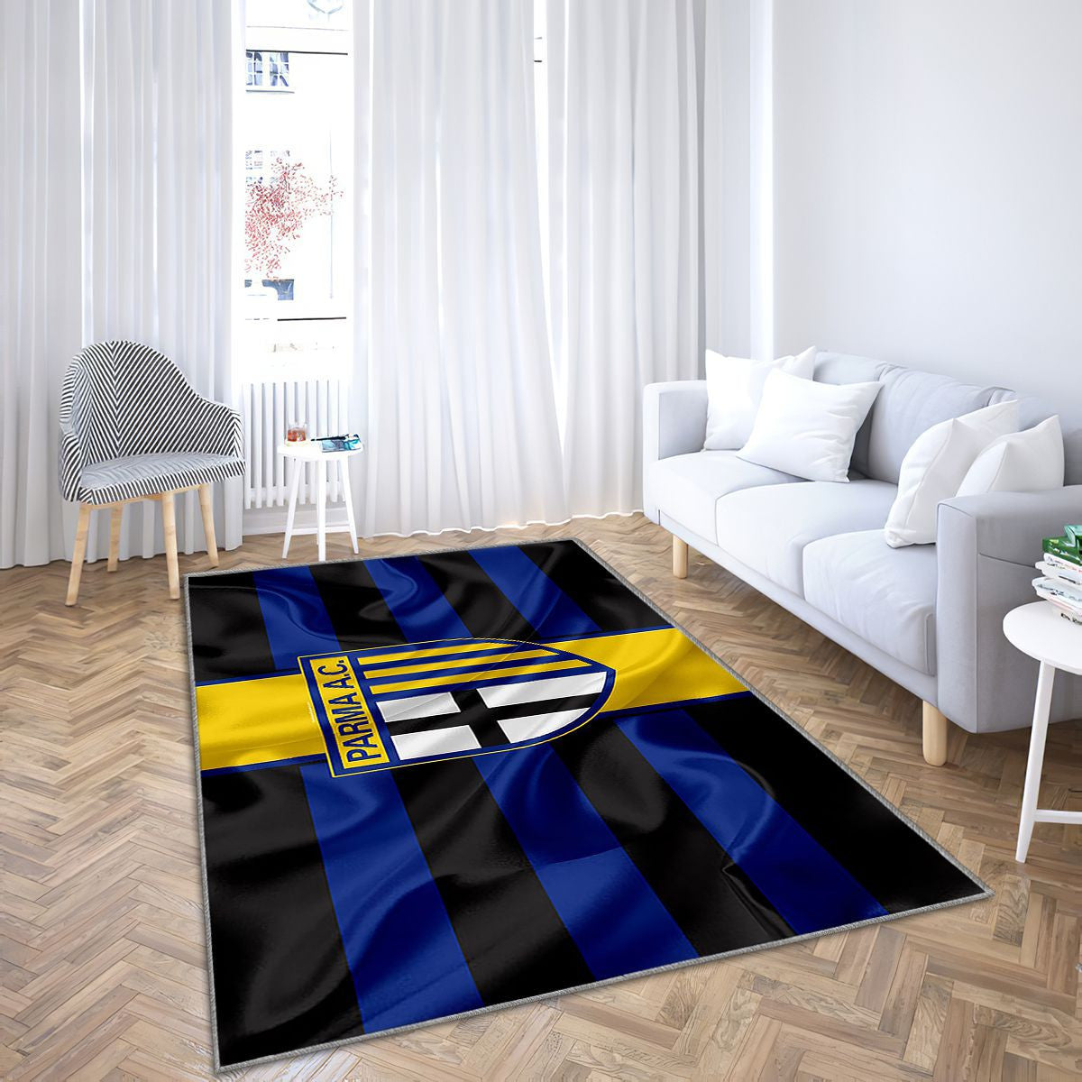 Parma Calcio 1913 Serie B Drapeau en Soie Tapis Sol - Tapis De Salon, Club de Football Italien Parme Tapis Art, Tapis pour la décoration de la maison